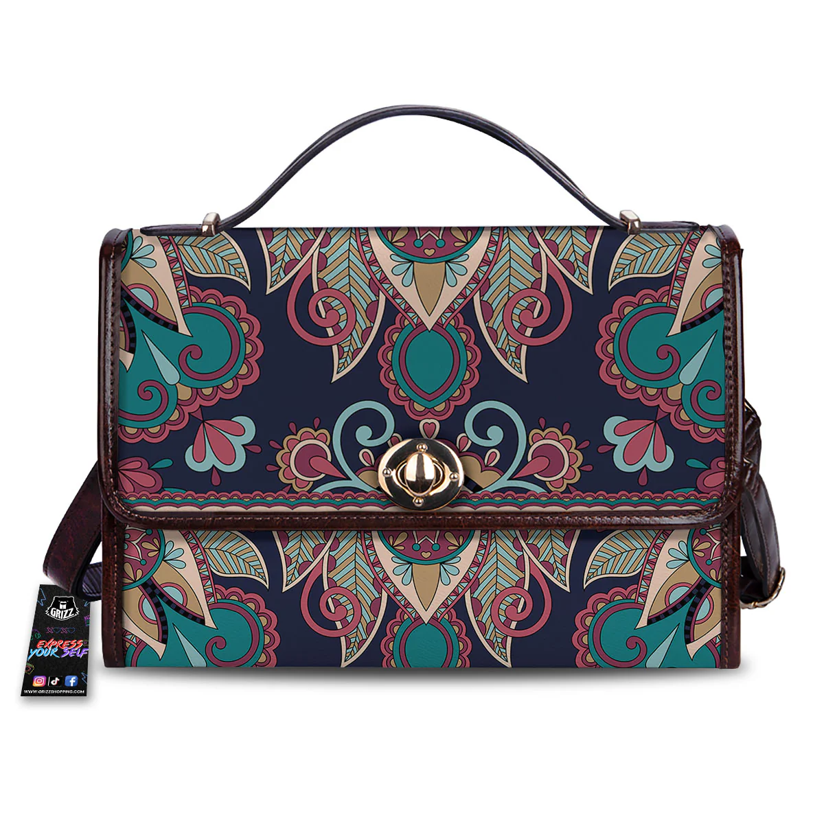 Paisley Mandala Ornamental Print Women's Satchel Bag