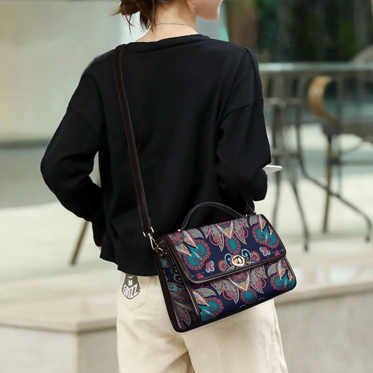 Paisley Mandala Ornamental Print Women's Satchel Bag - Image 3