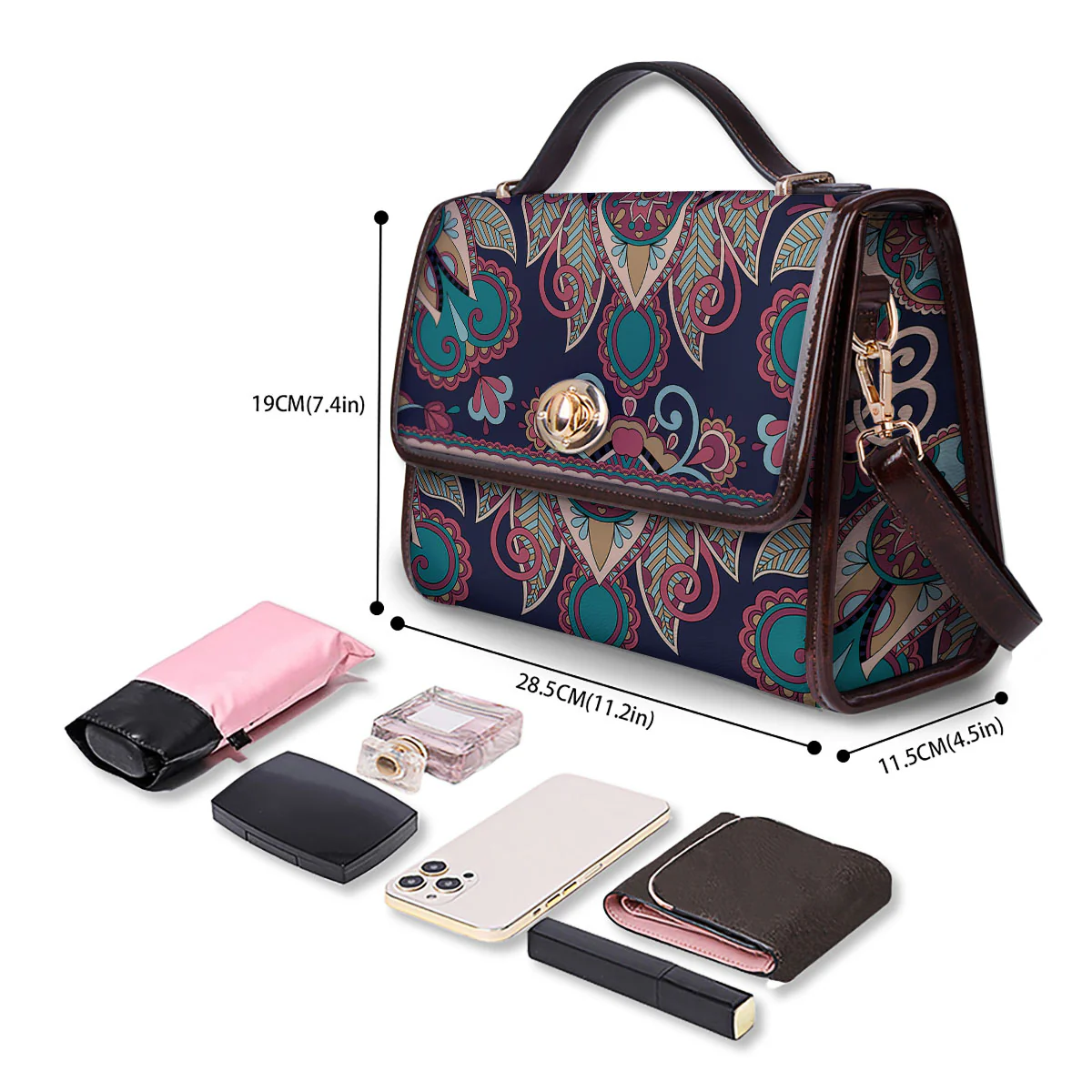 Paisley Mandala Ornamental Print Women's Satchel Bag - Image 4