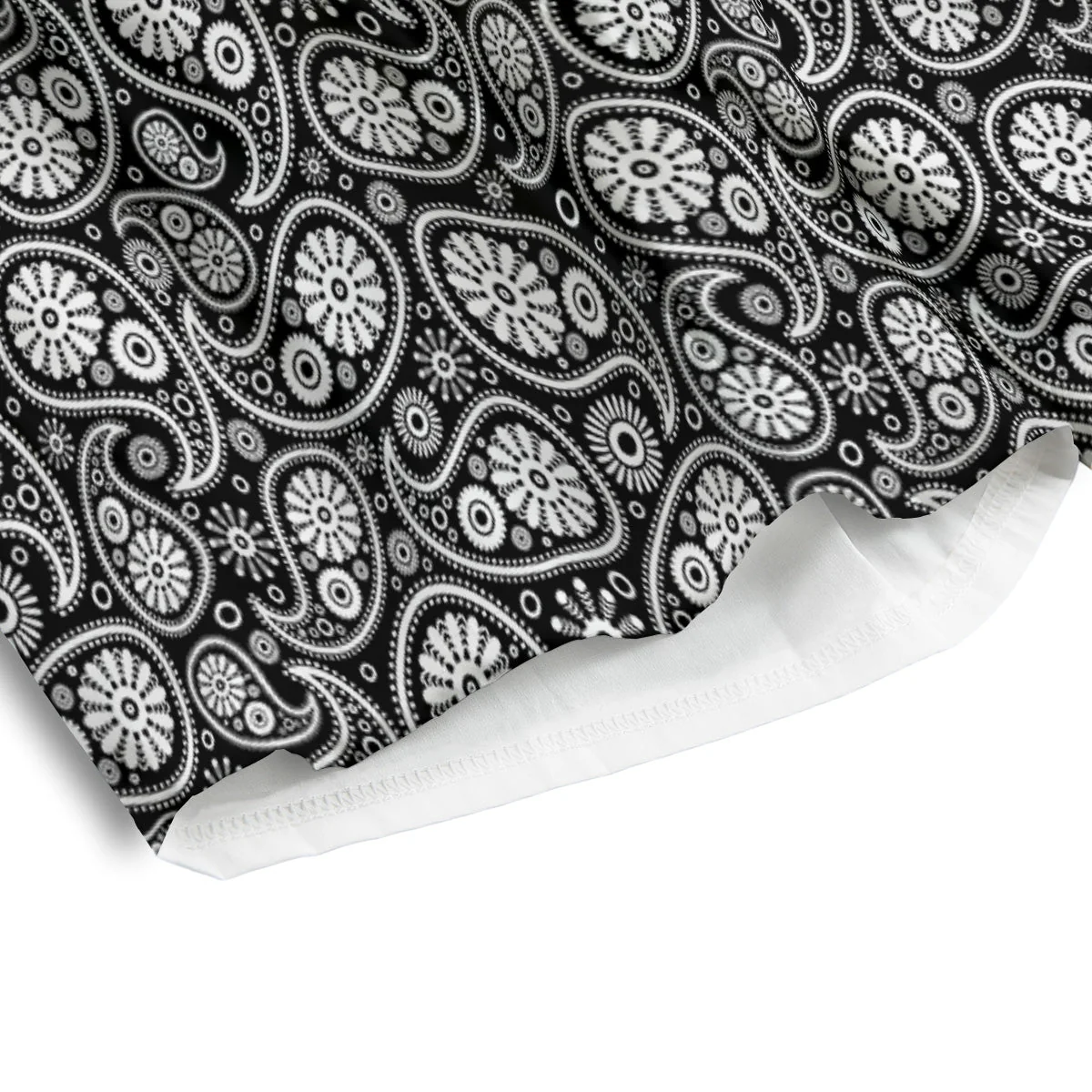 Paisley Ornament Black White And Flora Print Pattern Men's Athletic Shorts - Image 4