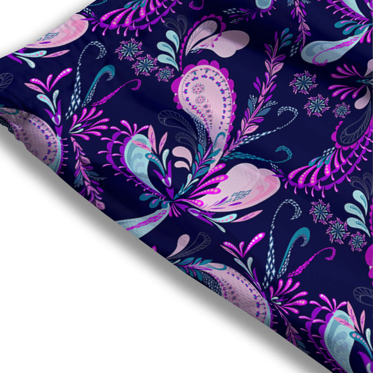 Paisley Pink And Purple Print Pattern Mesh Shorts - Image 3