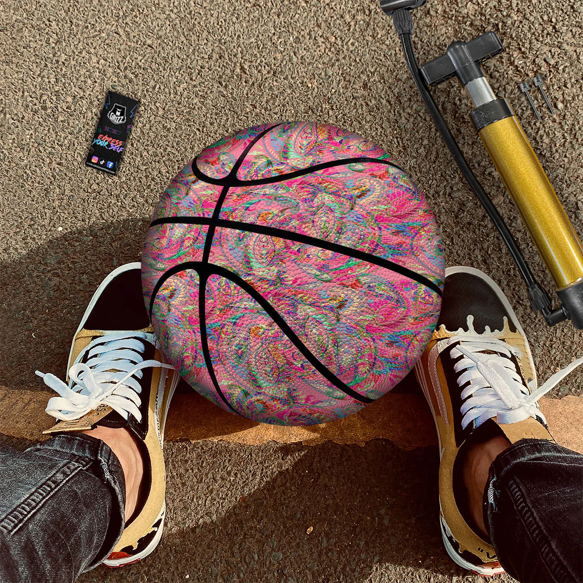 Paisley Pink Print Pattern Basketball - Image 2