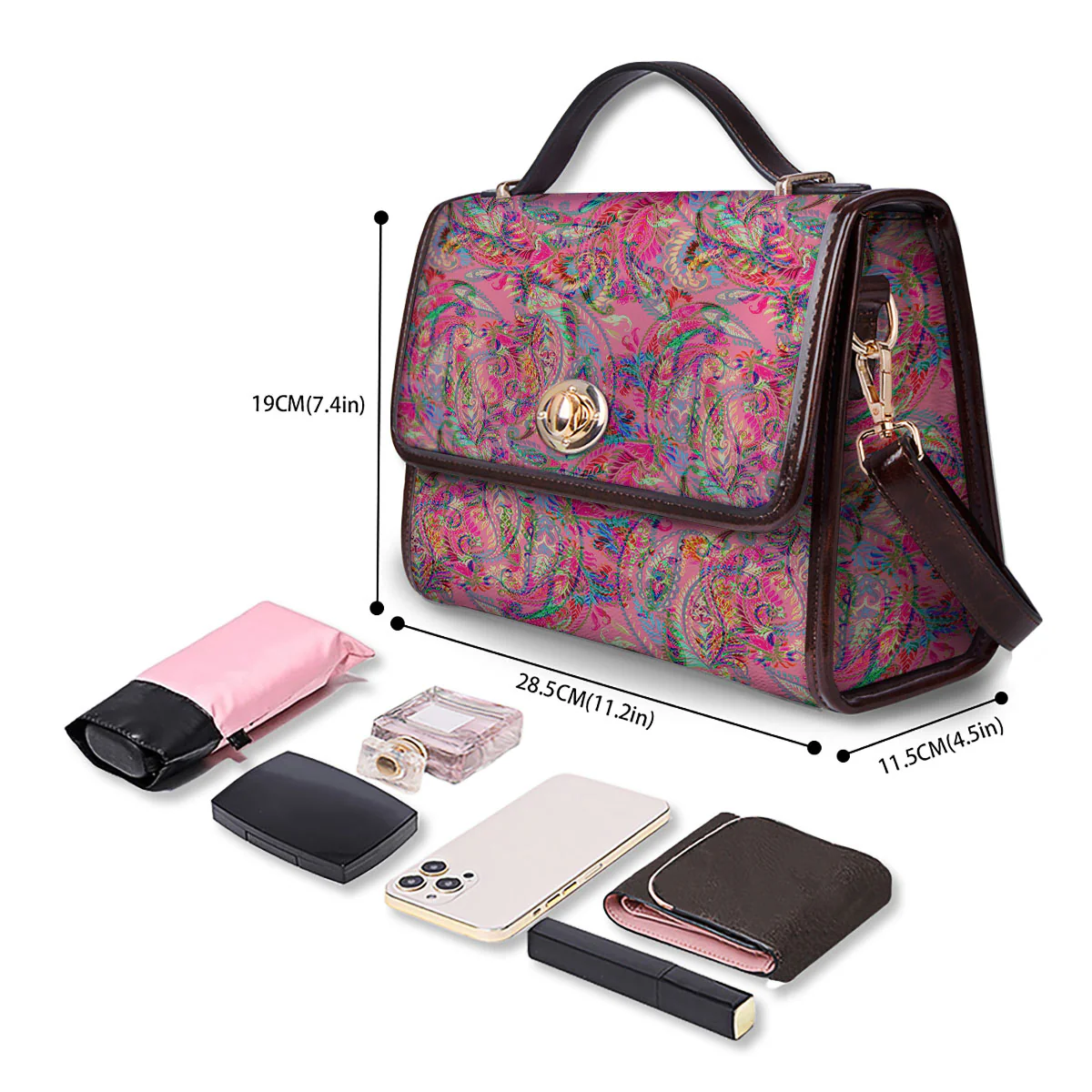 Paisley Pink Print Pattern Women's Satchel Bag - Image 4