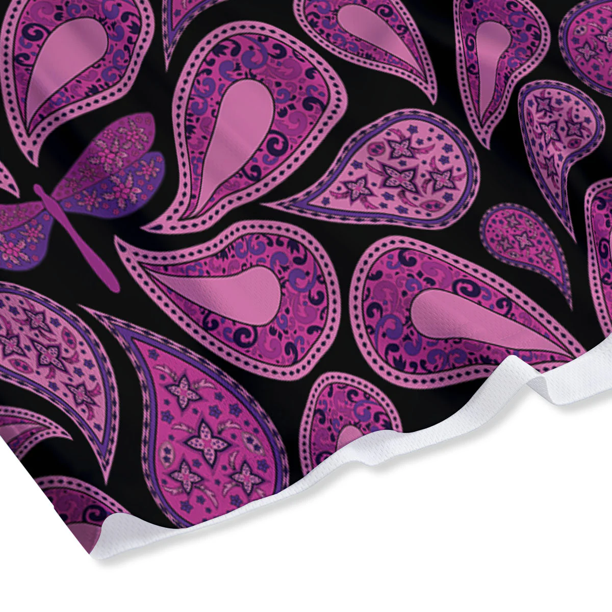 Paisley Purple Print Pattern Mesh Shorts - Image 4
