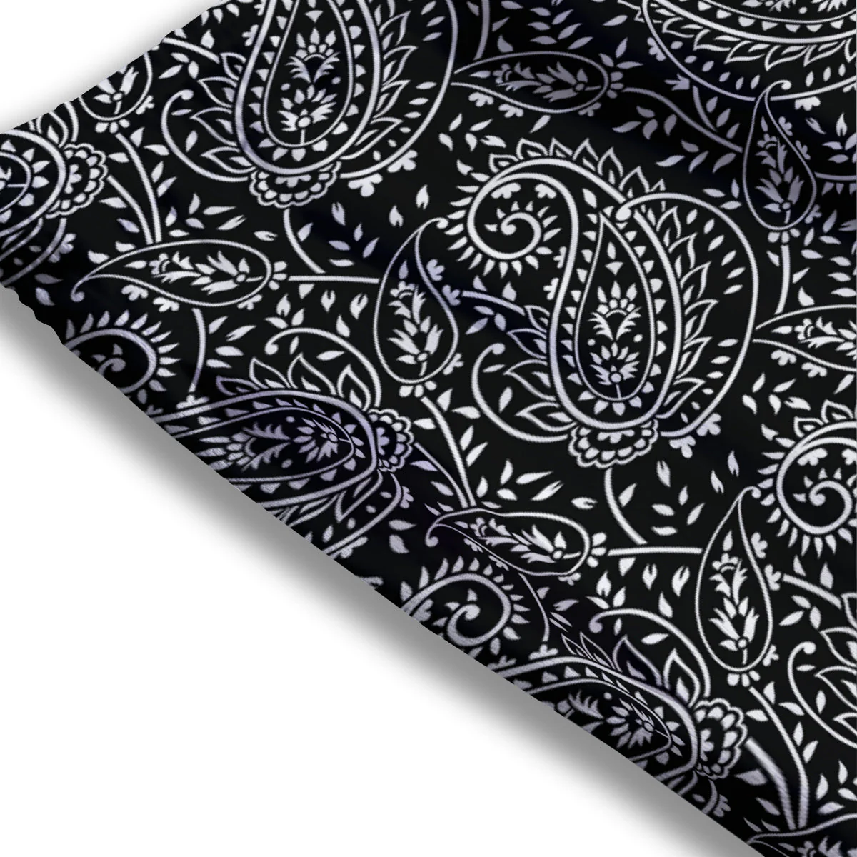Paisley White And Black Print Pattern Mesh Shorts - Image 3