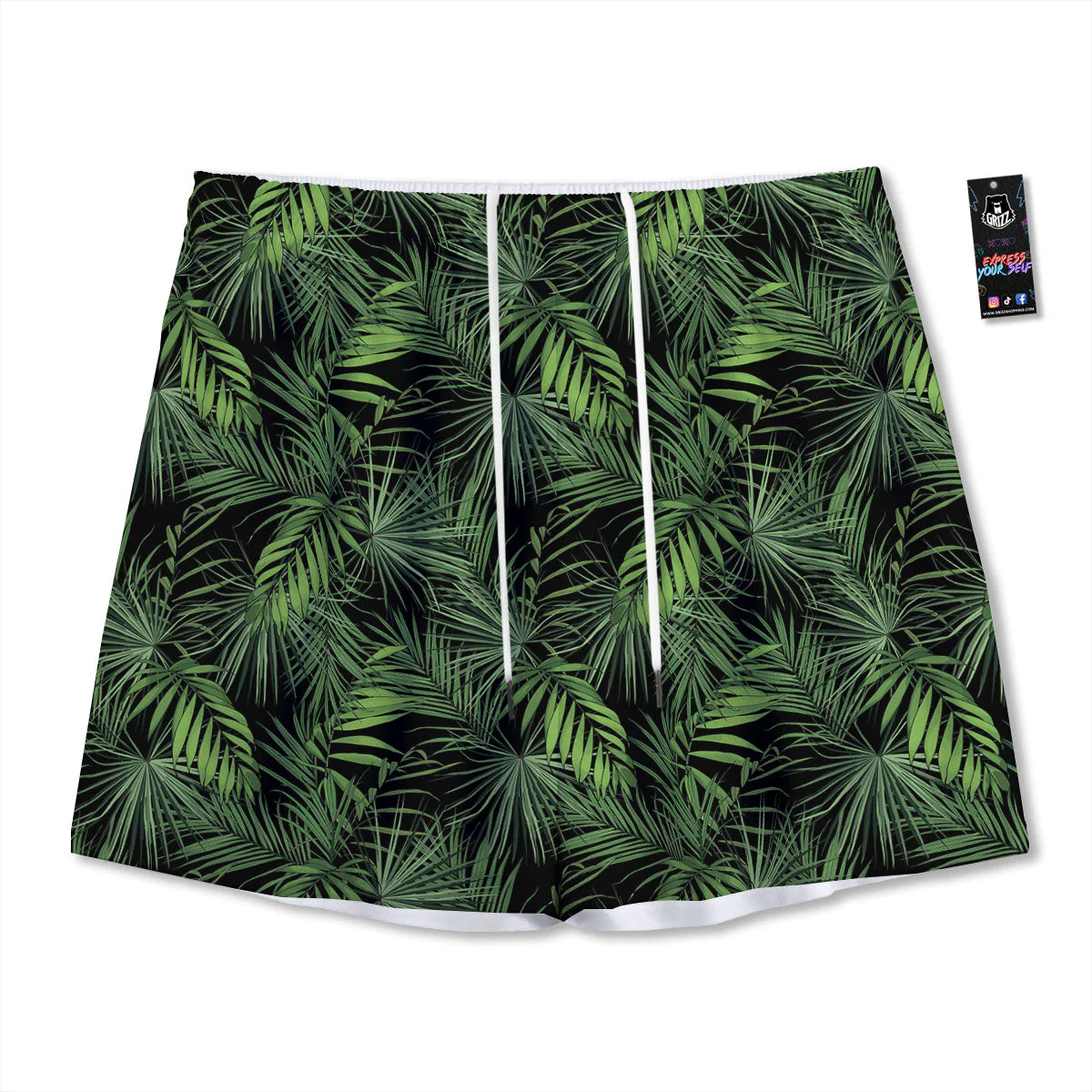Palm Leaf Night Tropical Print Pattern Mesh Shorts