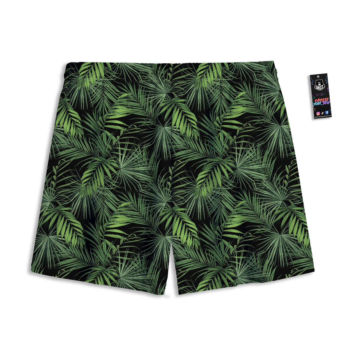Palm Leaf Night Tropical Print Pattern Mesh Shorts - Image 2