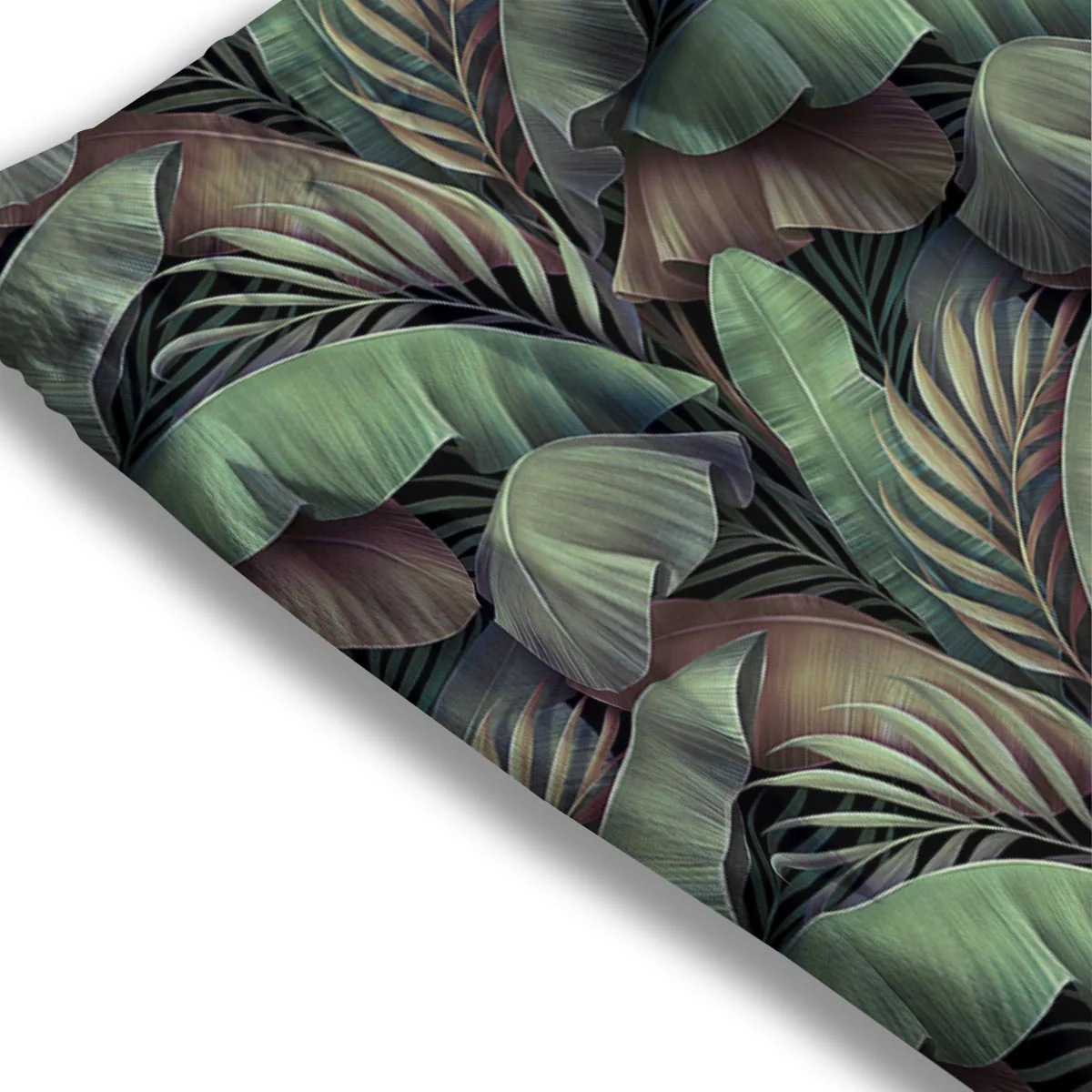 Palm Leaf Tropical Banana Print Pattern Mesh Shorts - Image 3