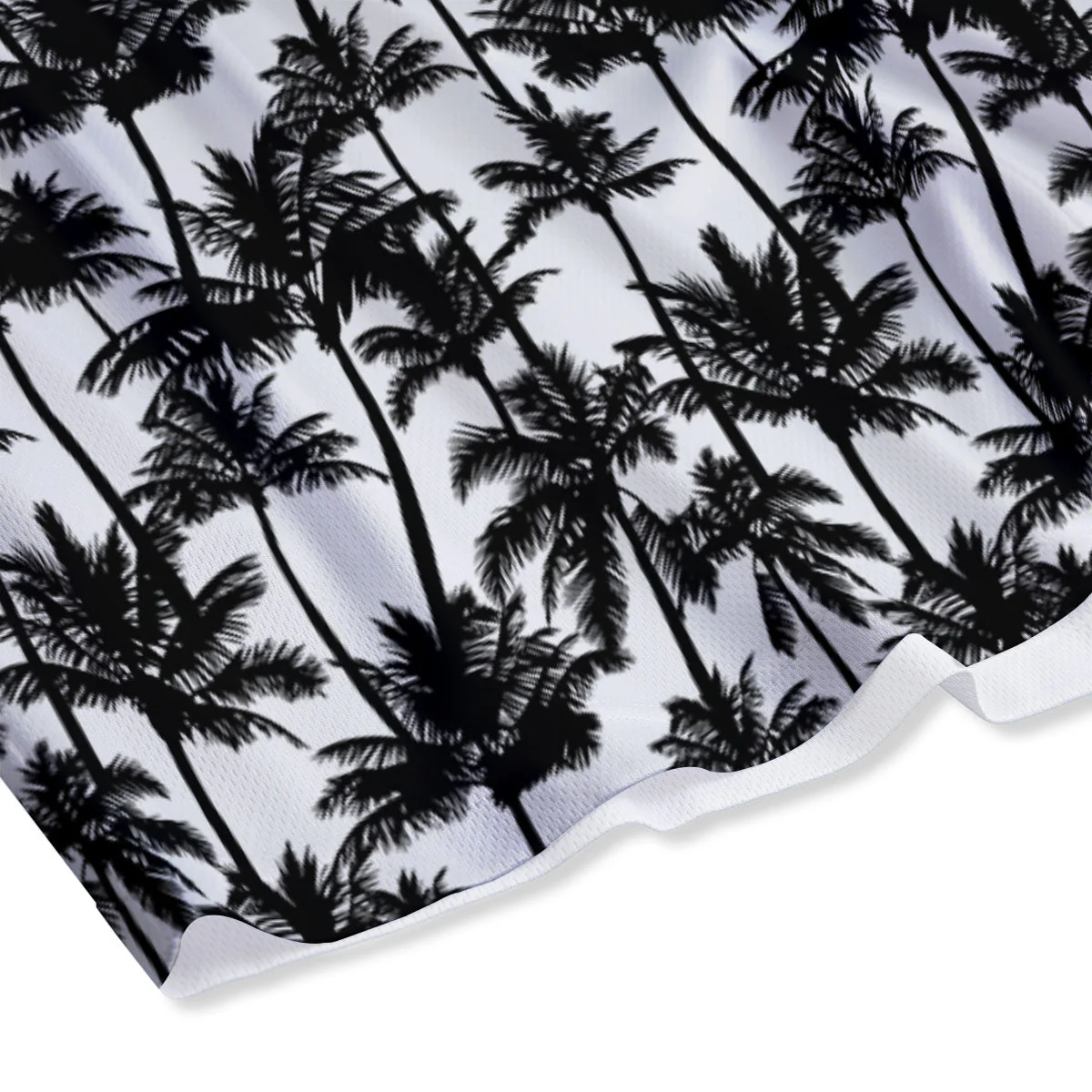 Palm Tree Black White Print Pattern Mesh Shorts - Image 4