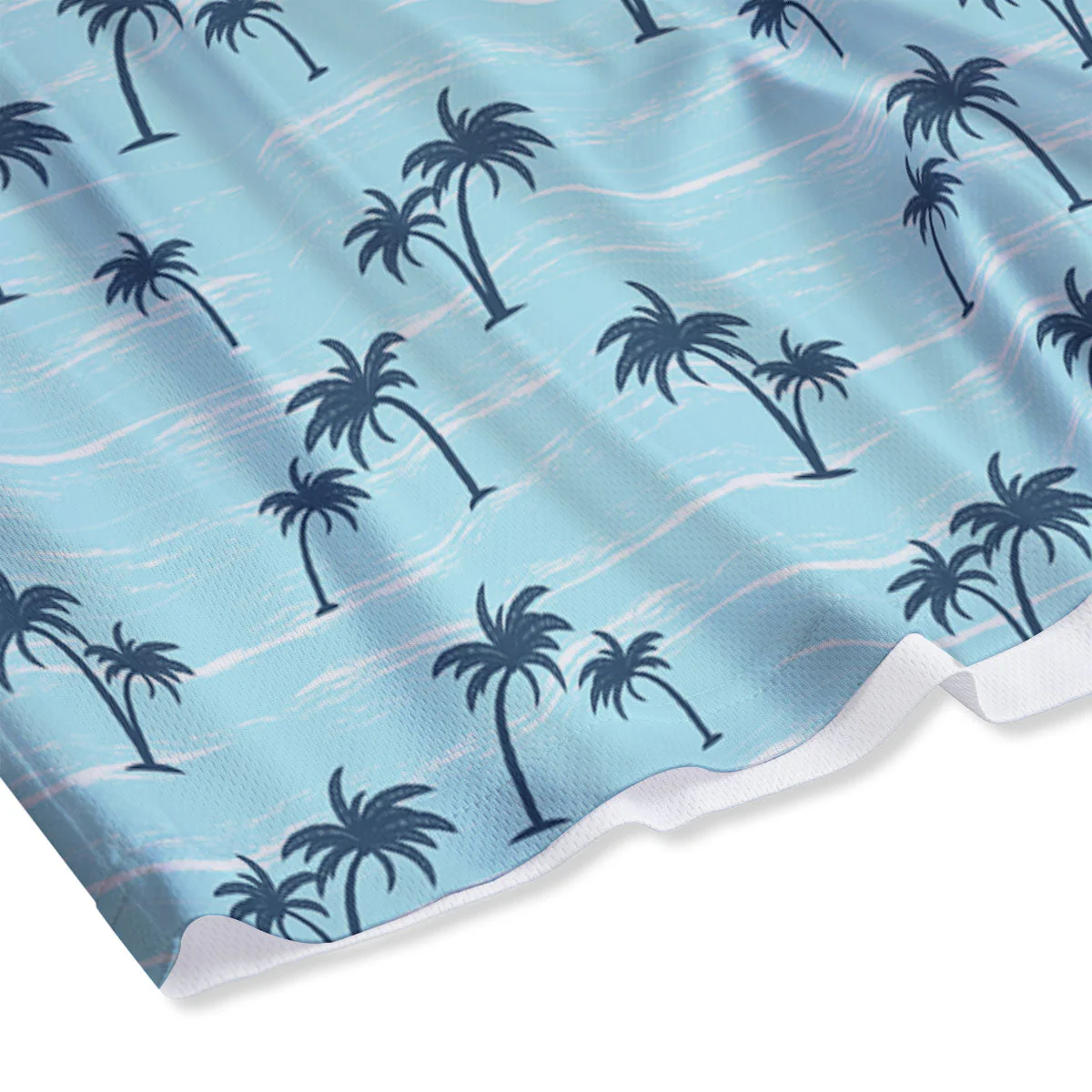 Palm Tree Blue Print Pattern Mesh Shorts - Image 4