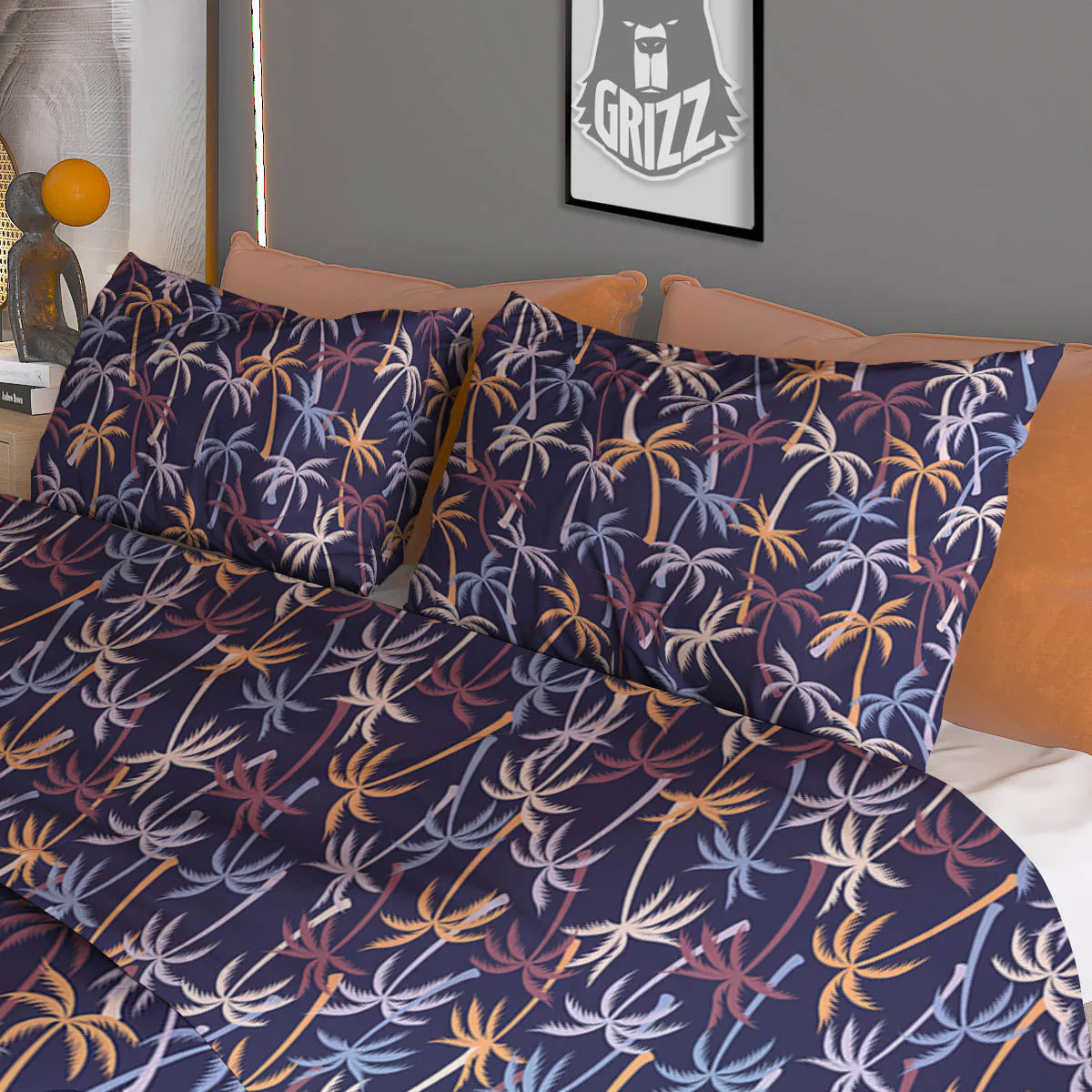 Palm Tree Colorful Print Pattern Duvet Cover Bedding Set - Image 3