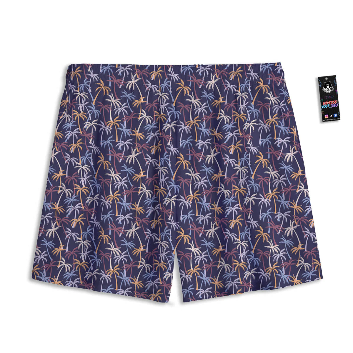 Palm Tree Colorful Print Pattern Mesh Shorts - Image 2