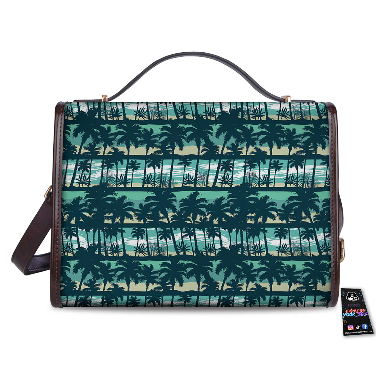 Palm Tree Print Pattern Women's Satchel Bag - Image 2