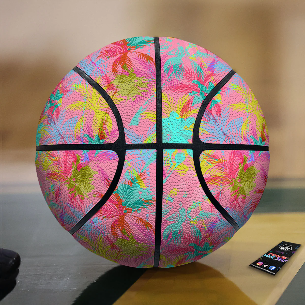 Palm Tree Rainbow Print Pattern Basketball