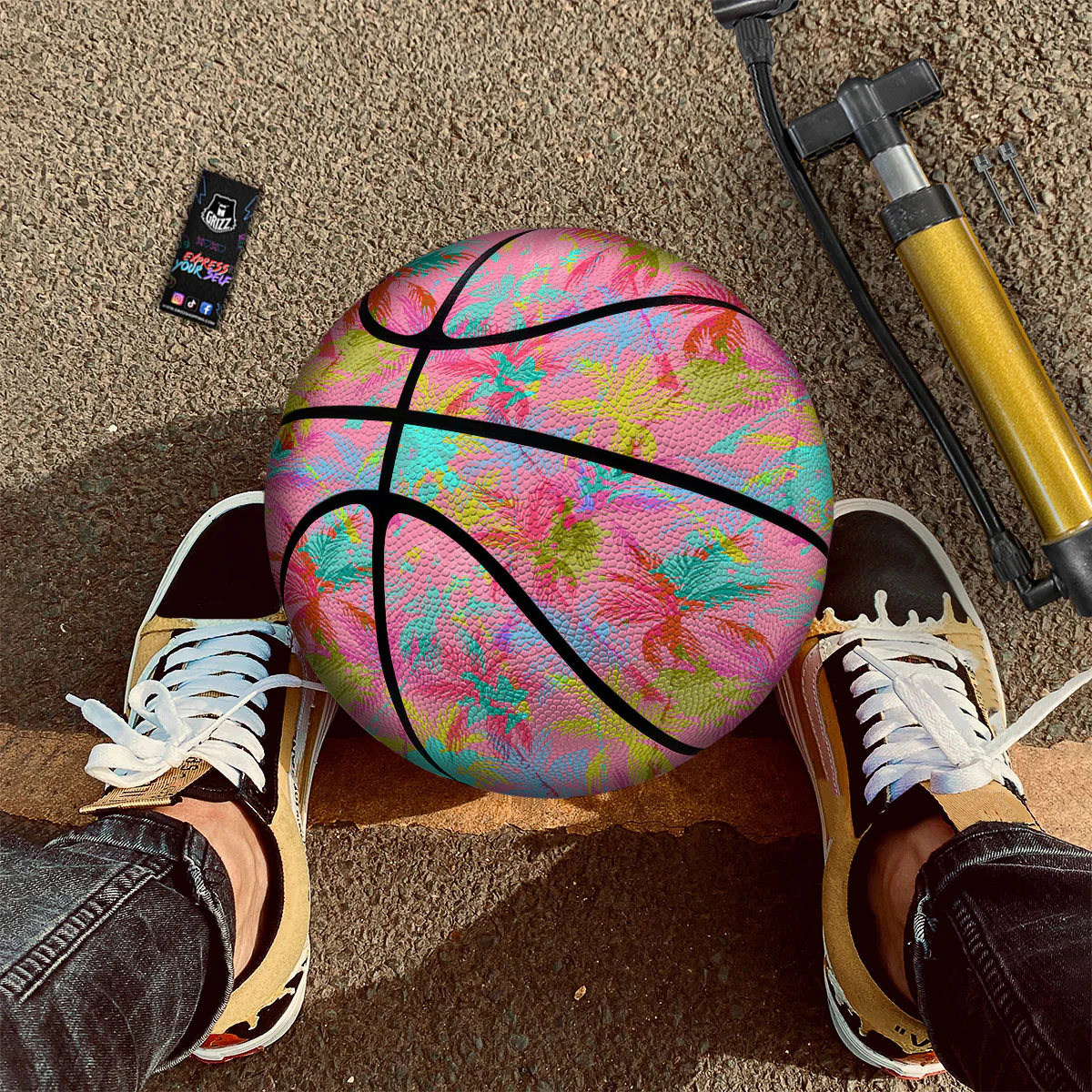 Palm Tree Rainbow Print Pattern Basketball - Image 2