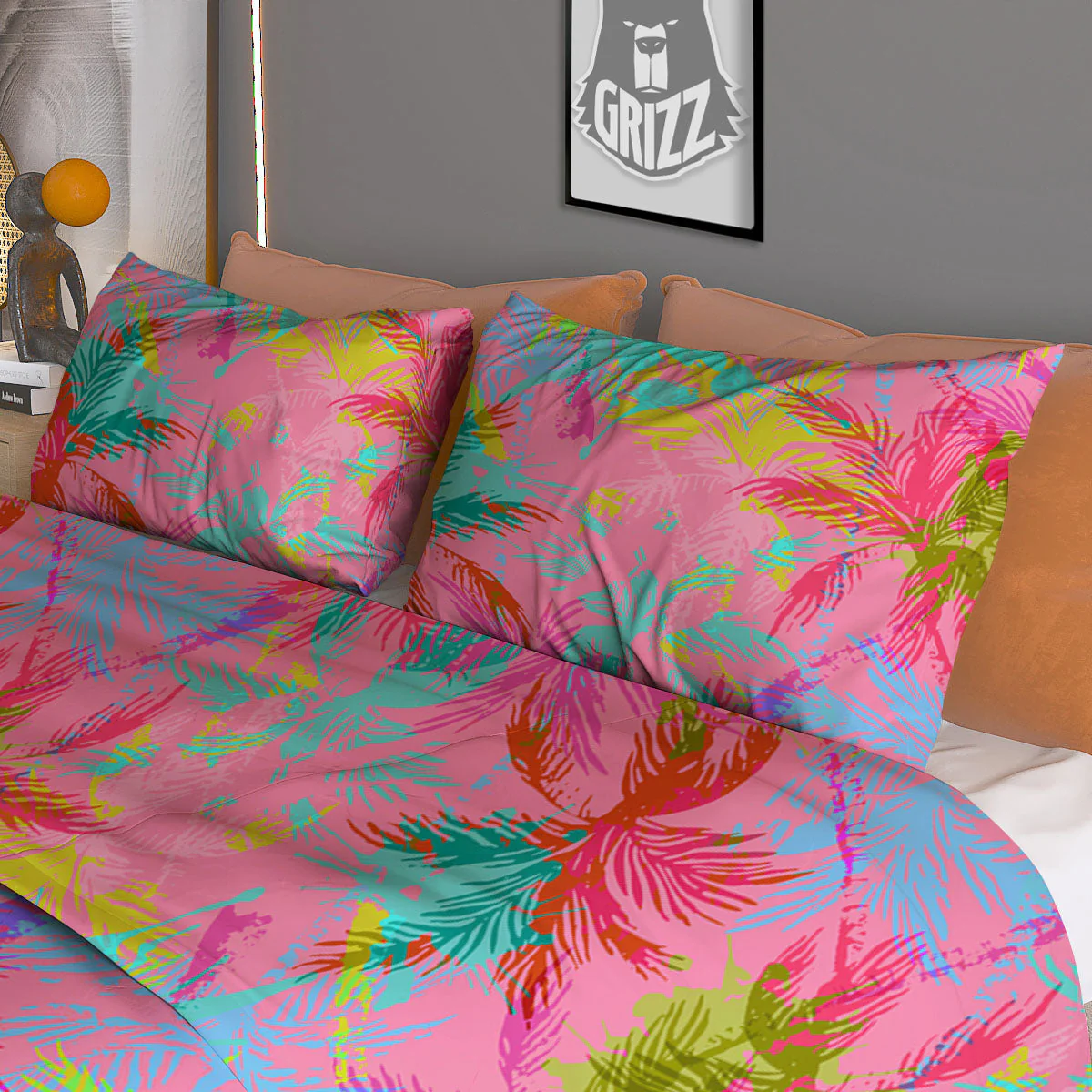 Palm Tree Rainbow Print Pattern Duvet Cover Bedding Set - Image 3