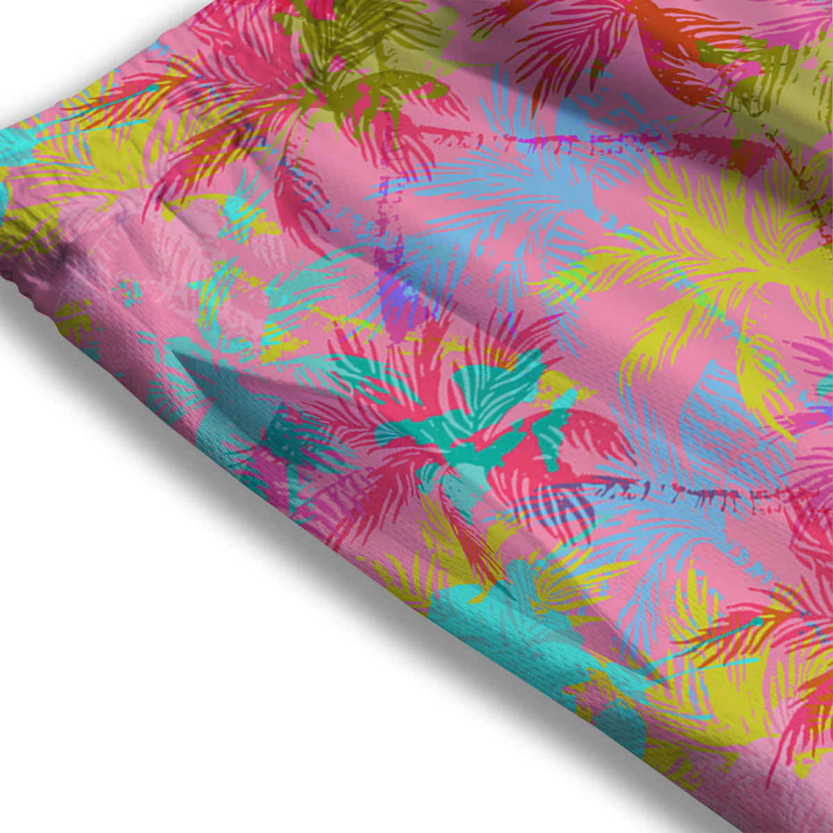 Palm Tree Rainbow Print Pattern Mesh Shorts - Image 3