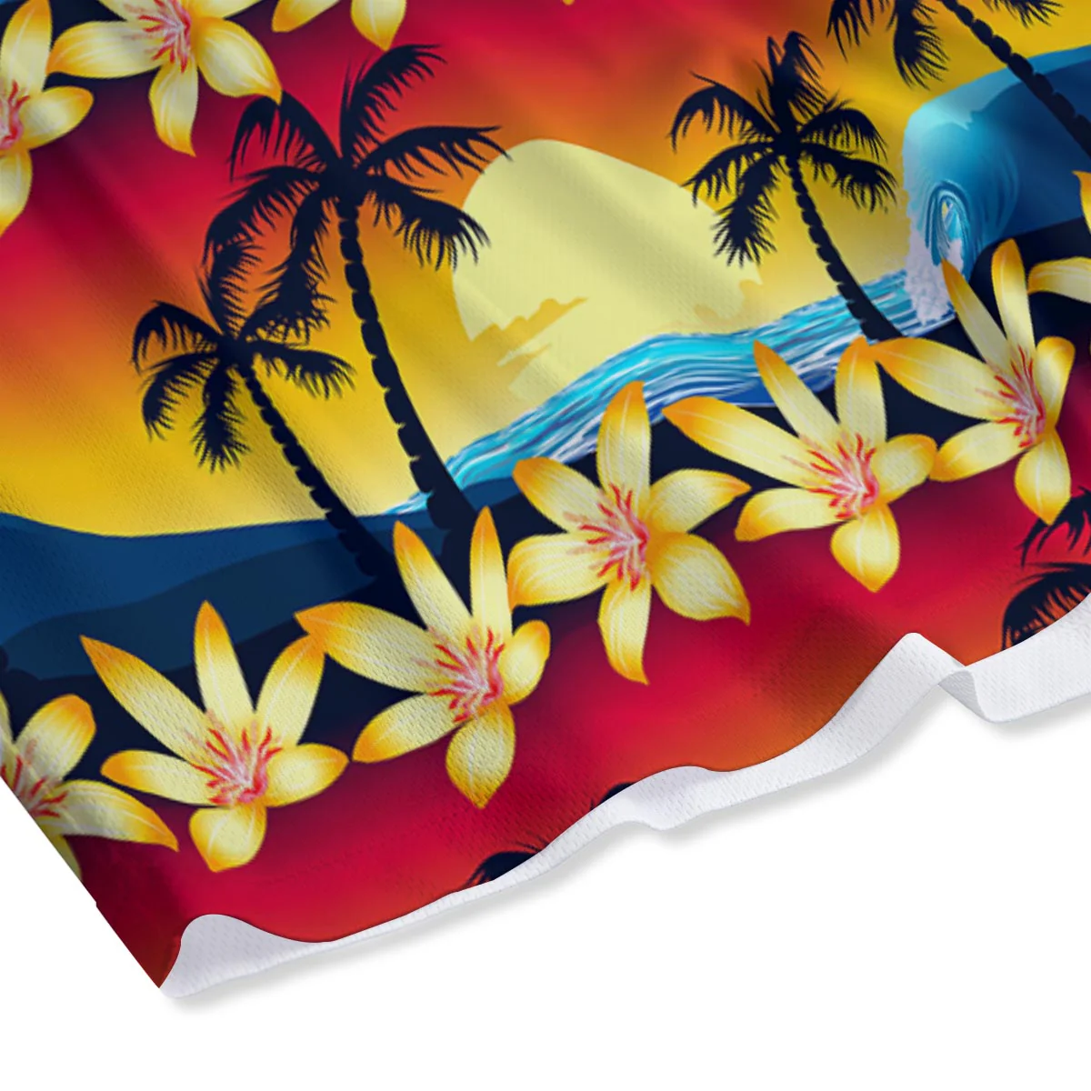 Palm Tree Sunset Hibiscus Print Pattern Mesh Shorts - Image 4