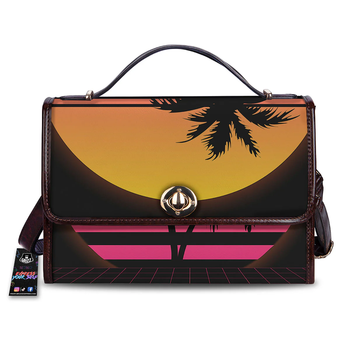 Palm Trees And Night Sunset Sky Print Women's Satchel Bag
