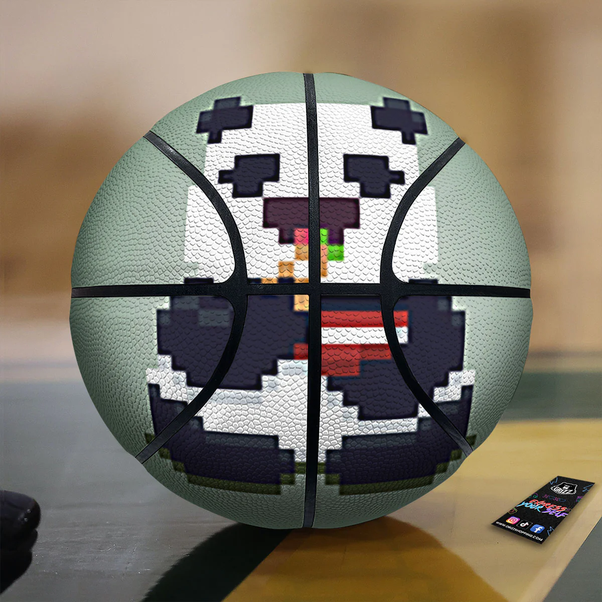 Panda 8-Bit Pixel Print Basketball