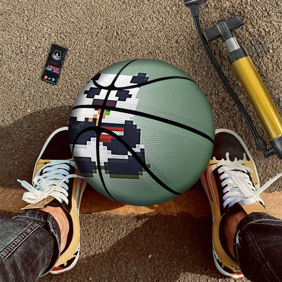 Panda 8-Bit Pixel Print Basketball - Image 2
