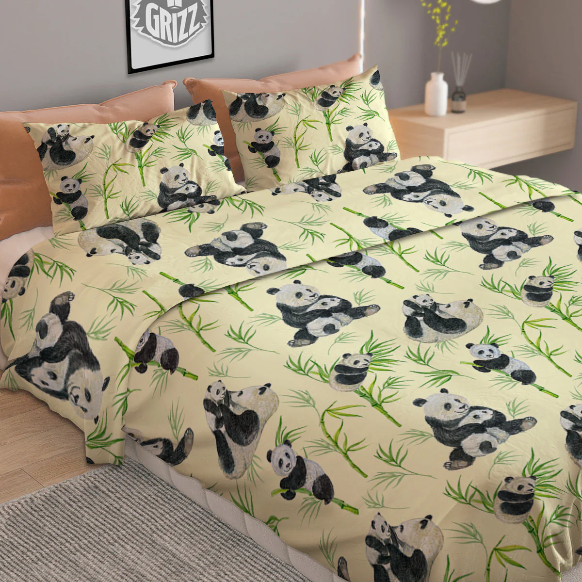 Panda Bamboo And Baby Print Pattern Duvet Cover Bedding Set - Image 2