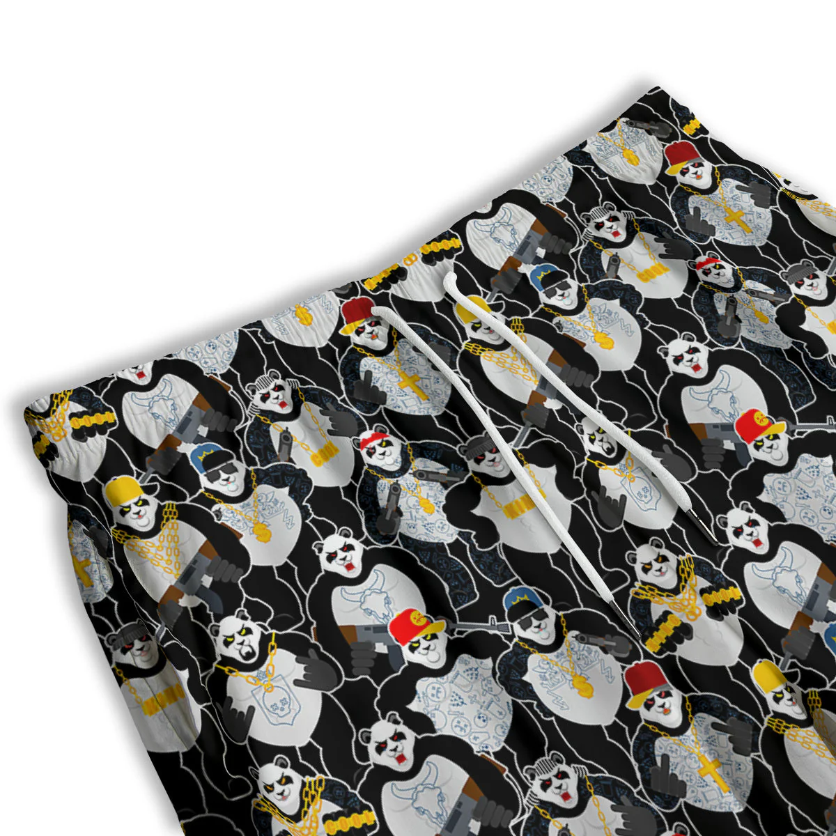 Panda Gangster Gang Print Pattern Men's Athletic Shorts - Image 3