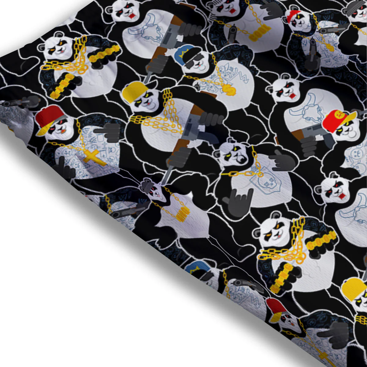 Panda Gangster Gang Print Pattern Mesh Shorts - Image 3
