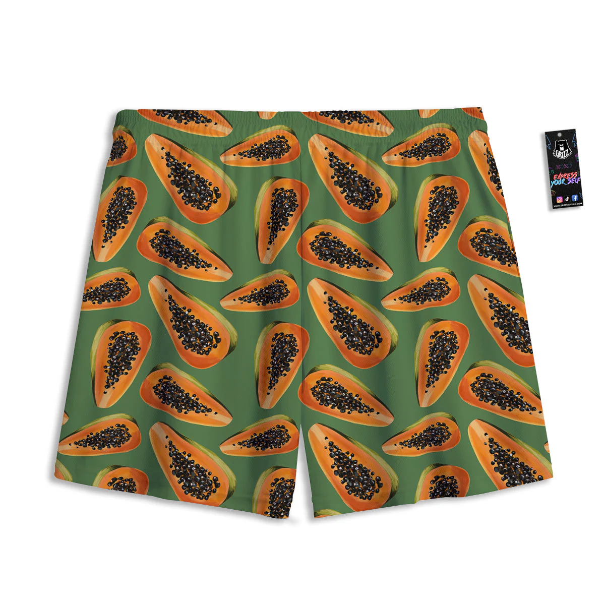 Papaya Tropical Print Pattern Mesh Shorts - Image 2