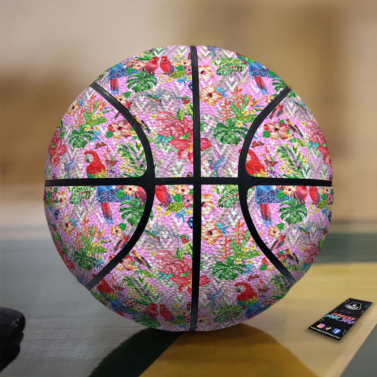 Paradise Flower Bird Print Pattern Basketball
