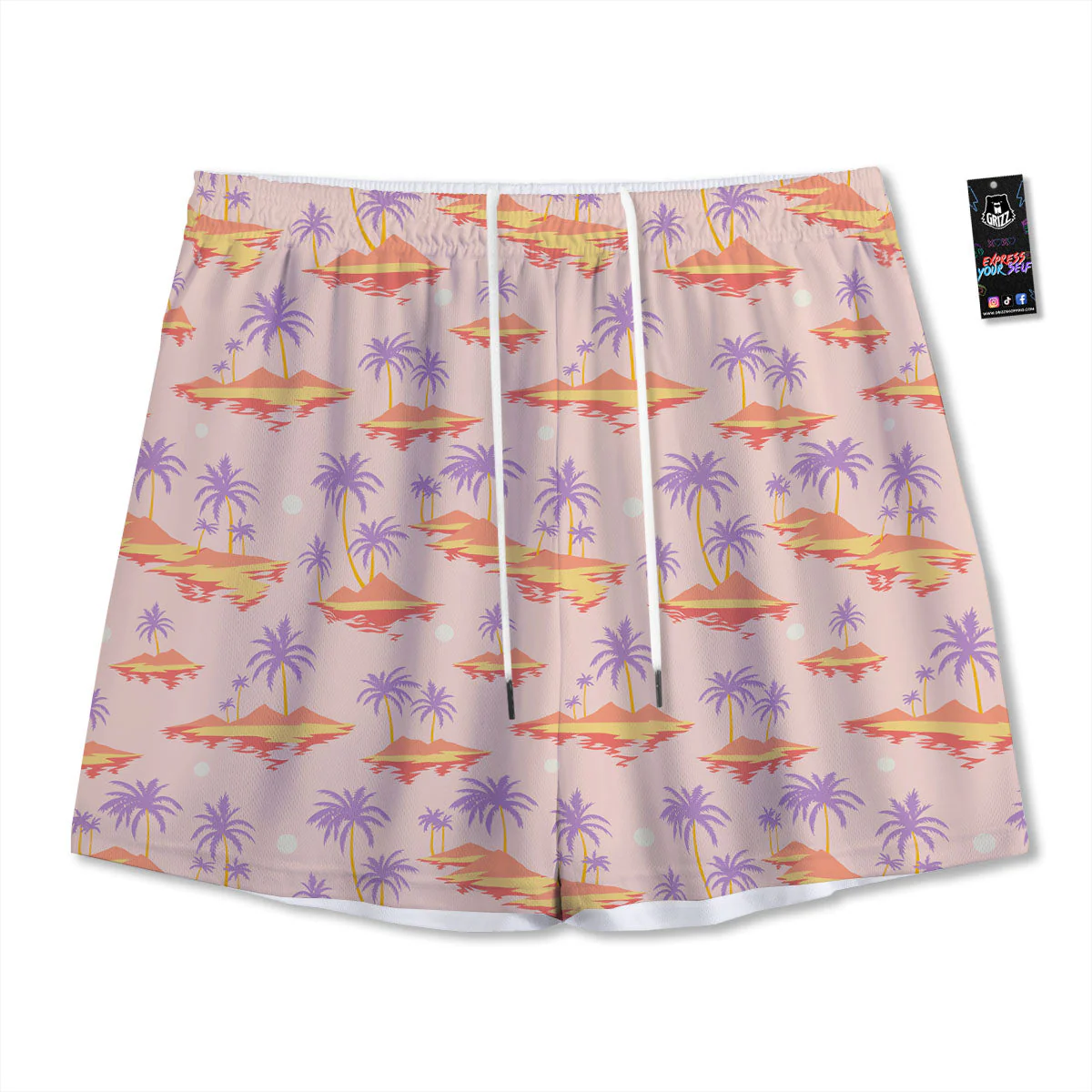 Paradise Hawaii Tropical Print Pattern Mesh Shorts