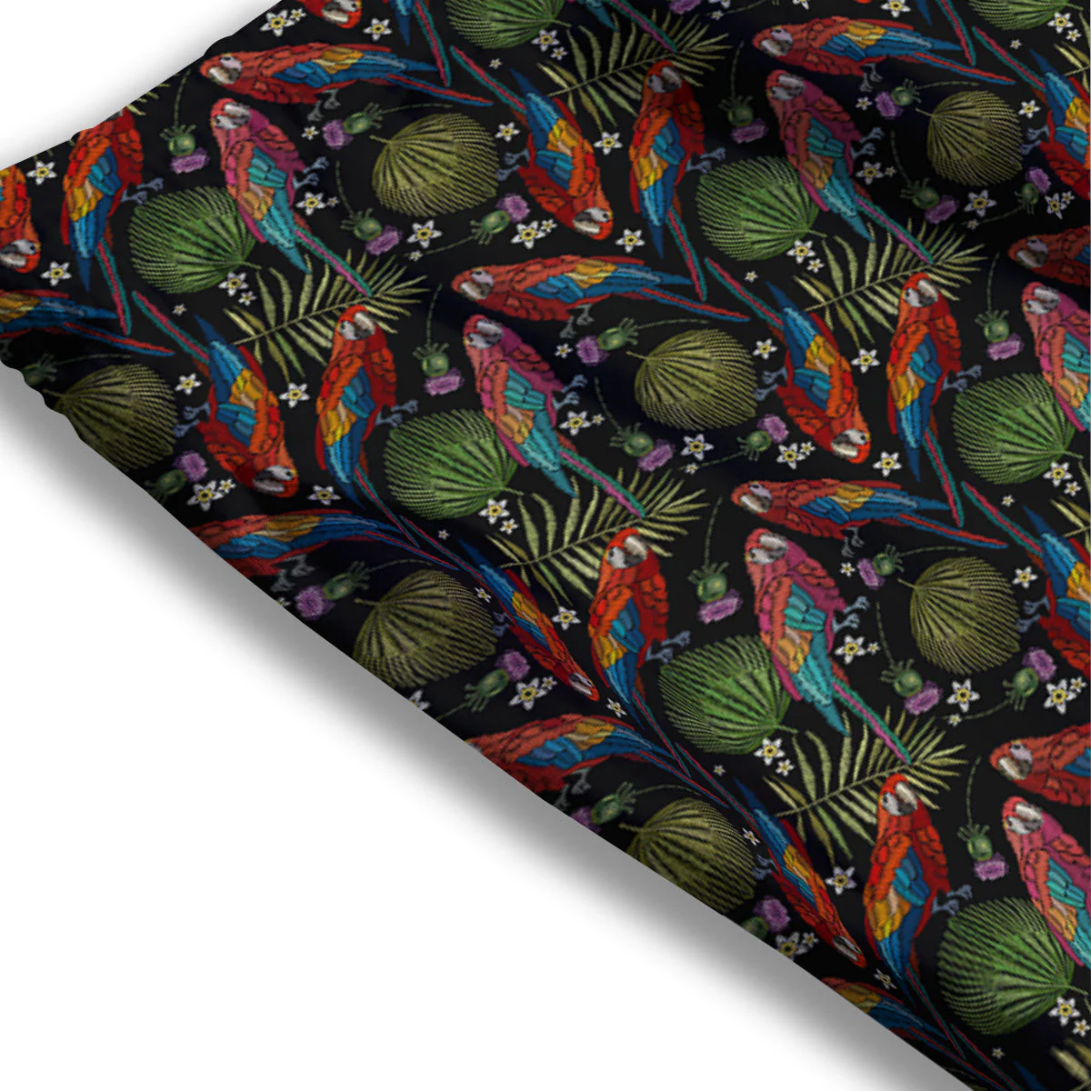 Parrot Embroidery Print Pattern Mesh Shorts - Image 3