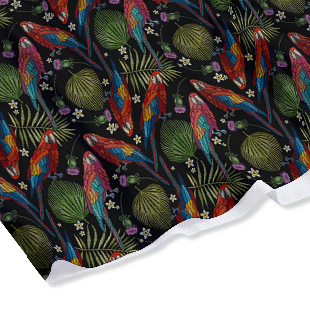 Parrot Embroidery Print Pattern Mesh Shorts - Image 4