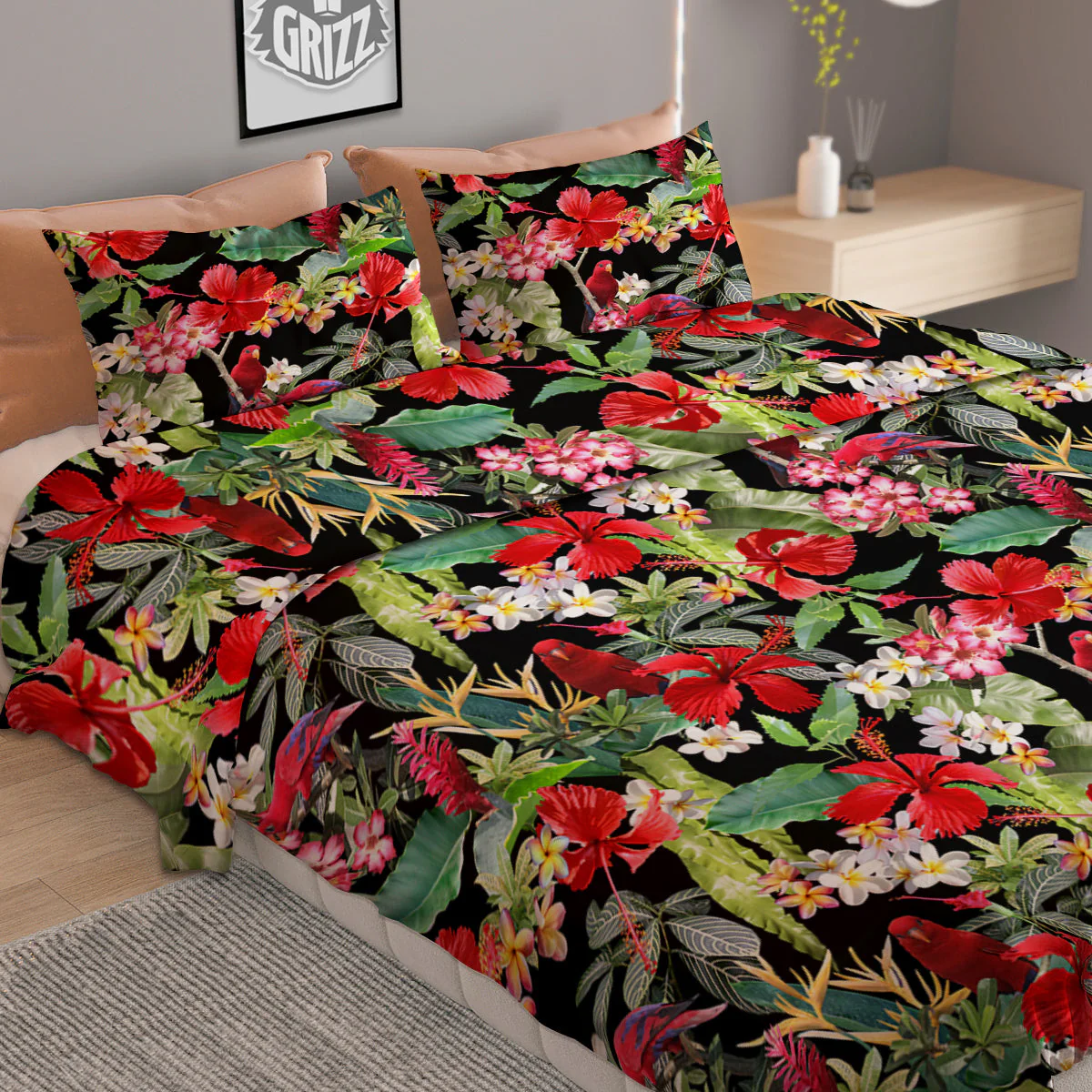 Parrot Hawaiian Tropical Print Pattern Duvet Cover Bedding Set - Image 2