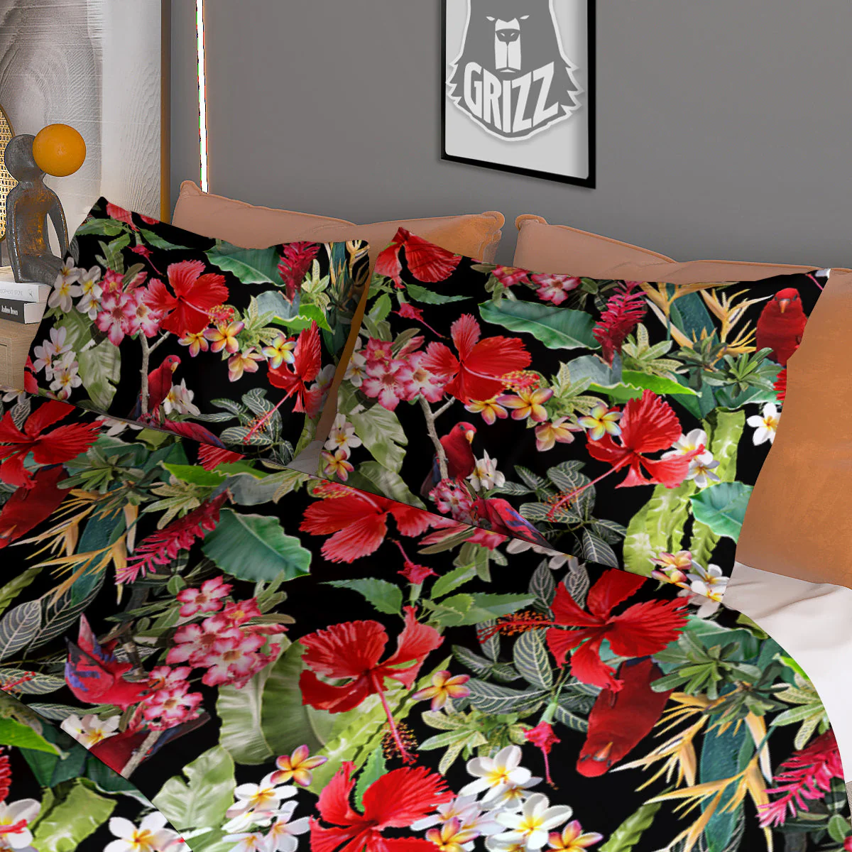 Parrot Hawaiian Tropical Print Pattern Duvet Cover Bedding Set - Image 3