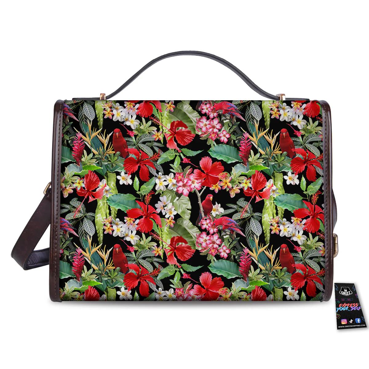 Parrot Hawaiian Tropical Print Pattern Women's Satchel Bag - Image 2