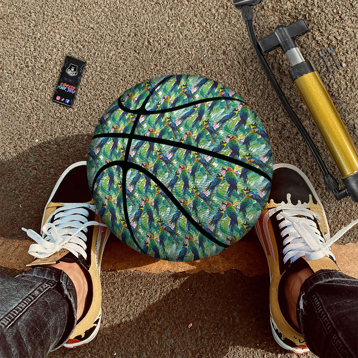 Parrot Macaw Print Pattern Basketball - Image 2
