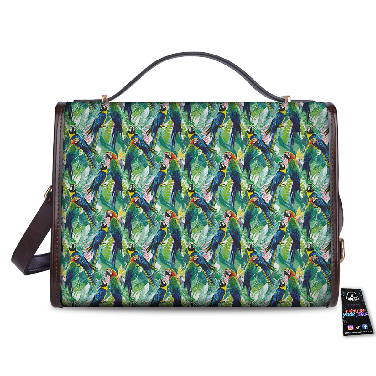 Parrot Macaw Print Pattern Women's Satchel Bag - Image 2