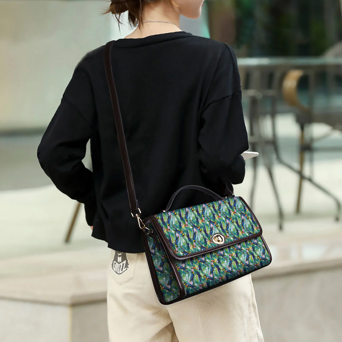 Parrot Macaw Print Pattern Women's Satchel Bag - Image 3