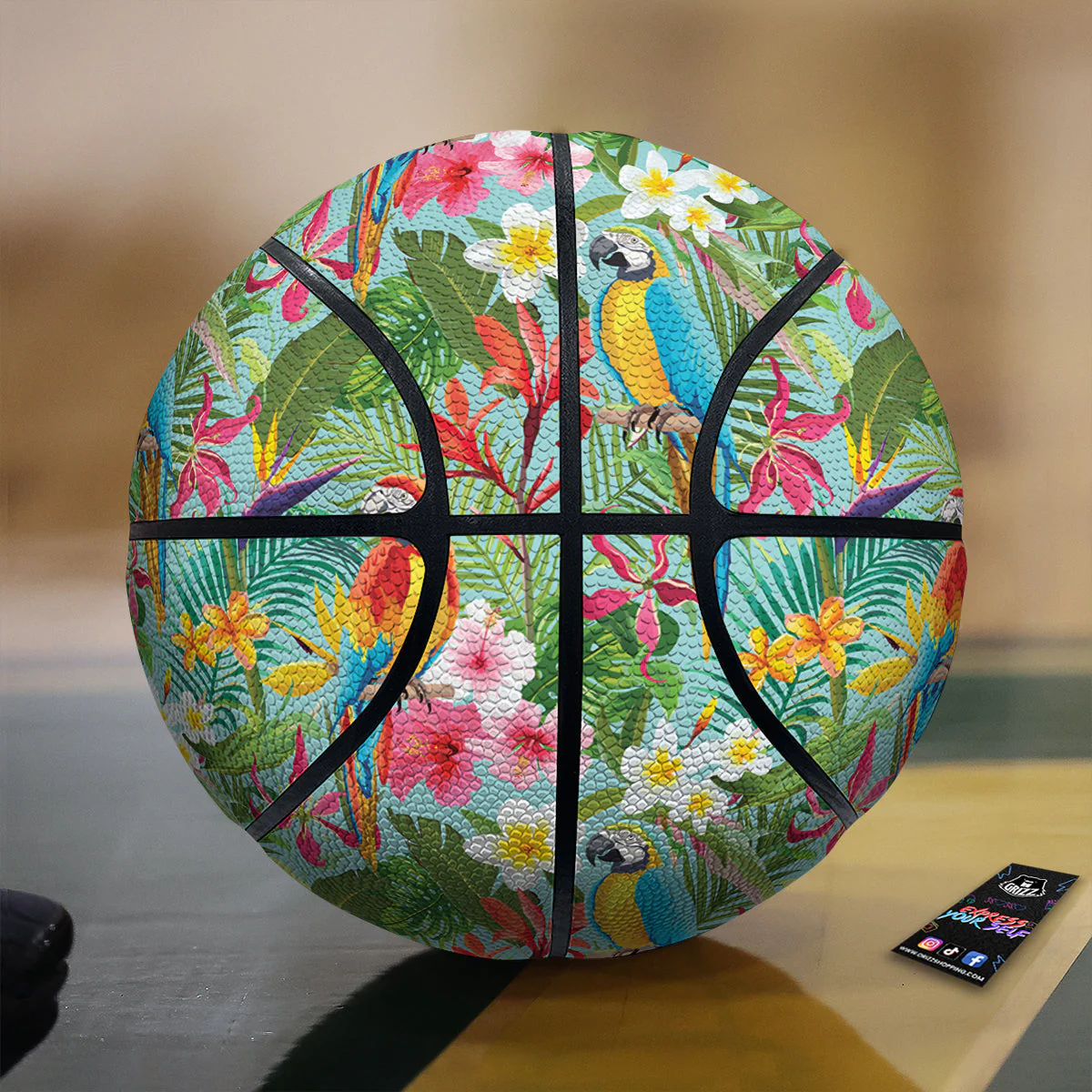 Parrot Tropical Print Pattern Basketball