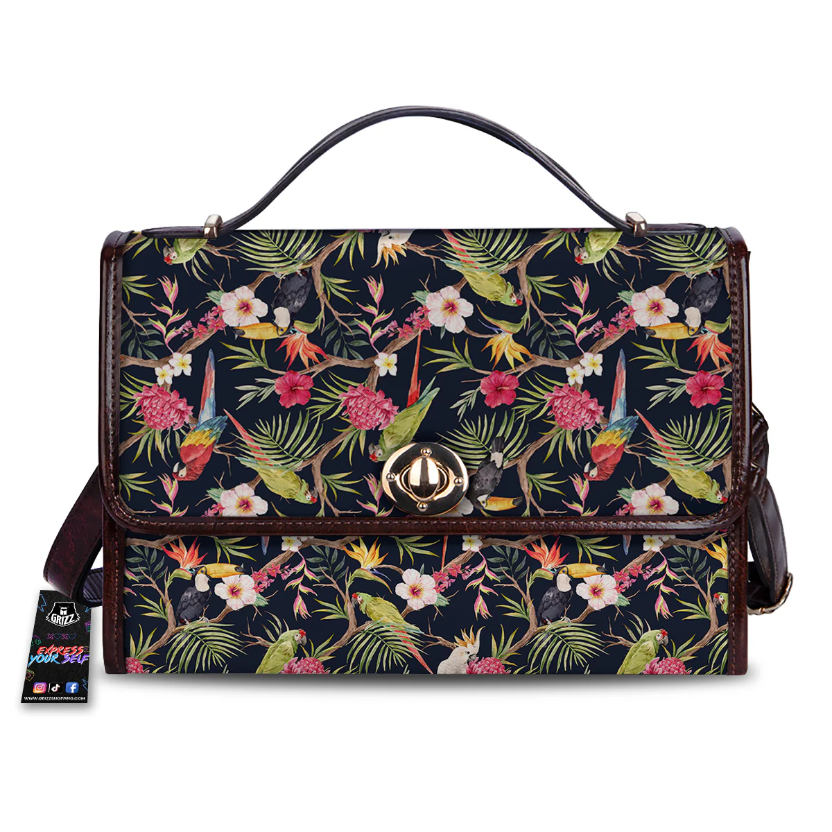 Parrot Watercolor Print Pattern Women's Satchel Bag
