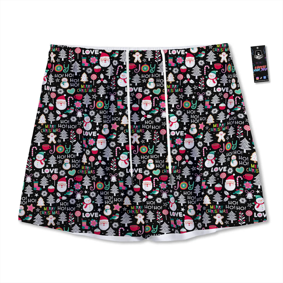 Party Elements Christmas Print Pattern Mesh Shorts