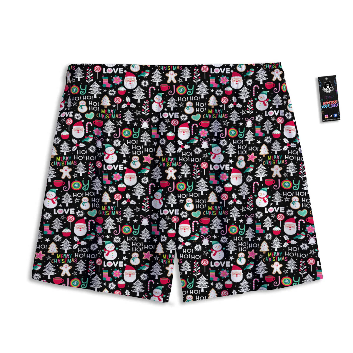 Party Elements Christmas Print Pattern Mesh Shorts - Image 2