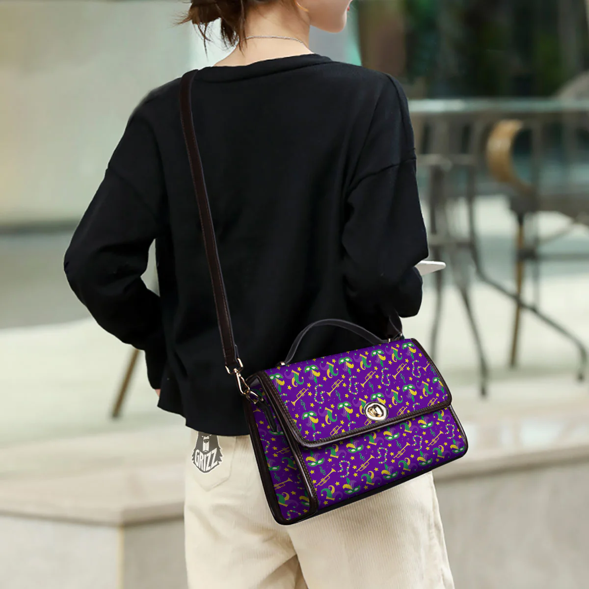 Party Mardi Gras Print Pattern Women's Satchel Bag - Image 3