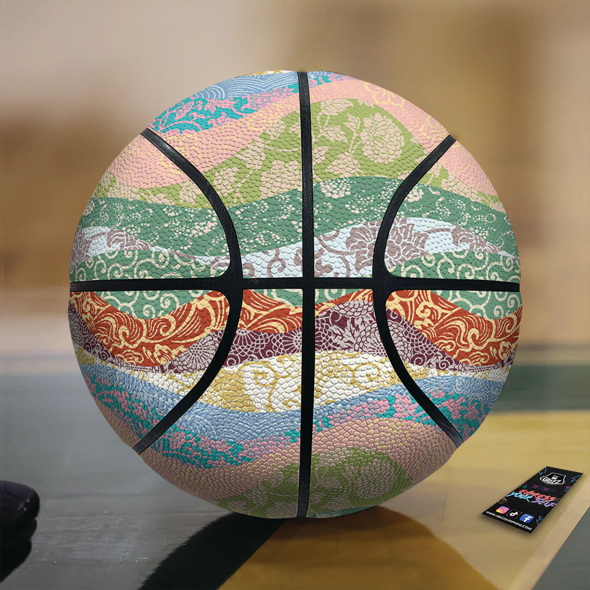 Pastel Japanese Fabric Traditional Print Pattern Basketball