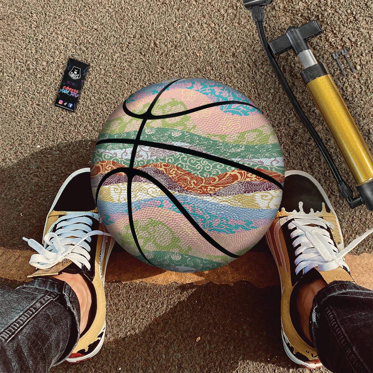 Pastel Japanese Fabric Traditional Print Pattern Basketball - Image 2