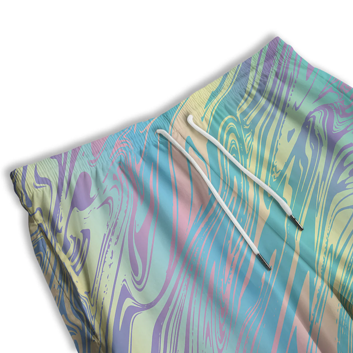 Pastel Liquid Marble Holographic Print Men's Athletic Shorts - Image 3