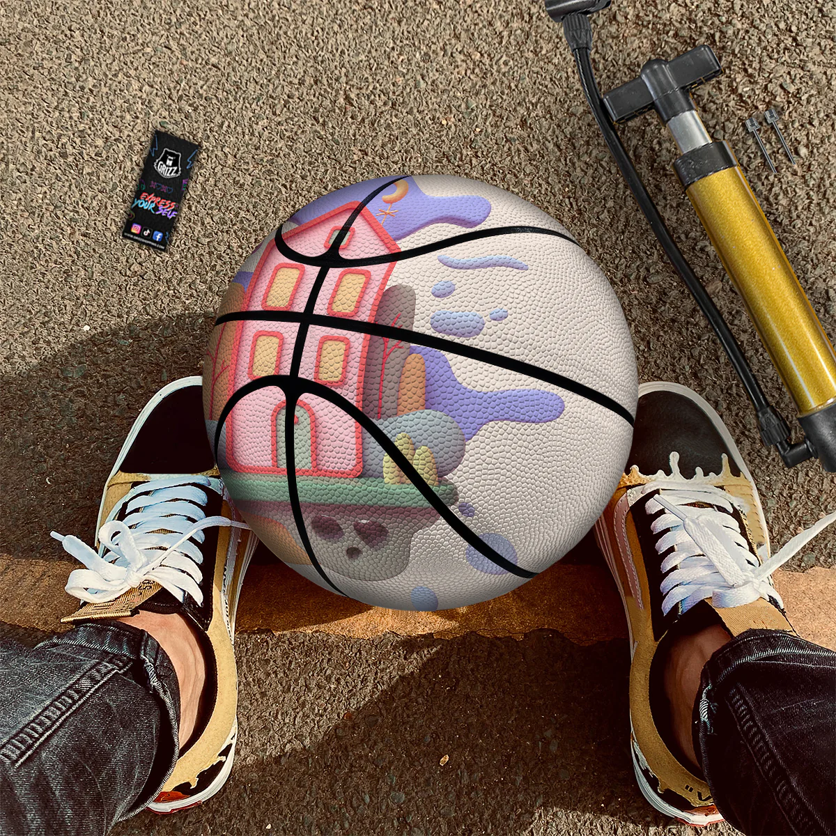 Pastel Modern House Print Basketball - Image 2