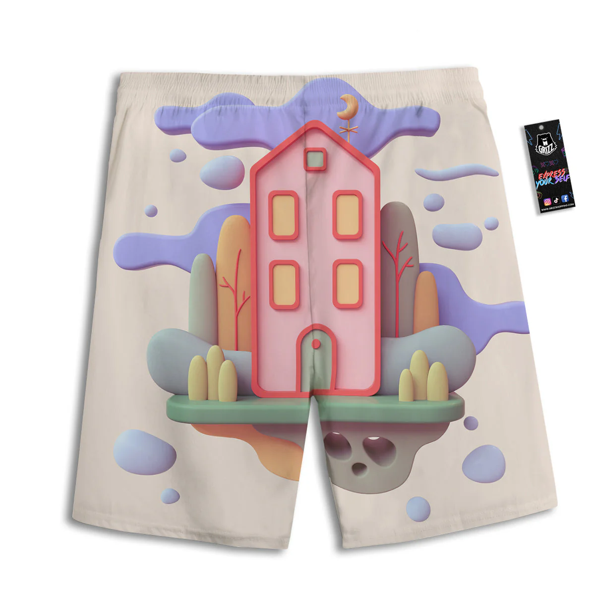 Pastel Modern House Print Men's Athletic Shorts - Image 2
