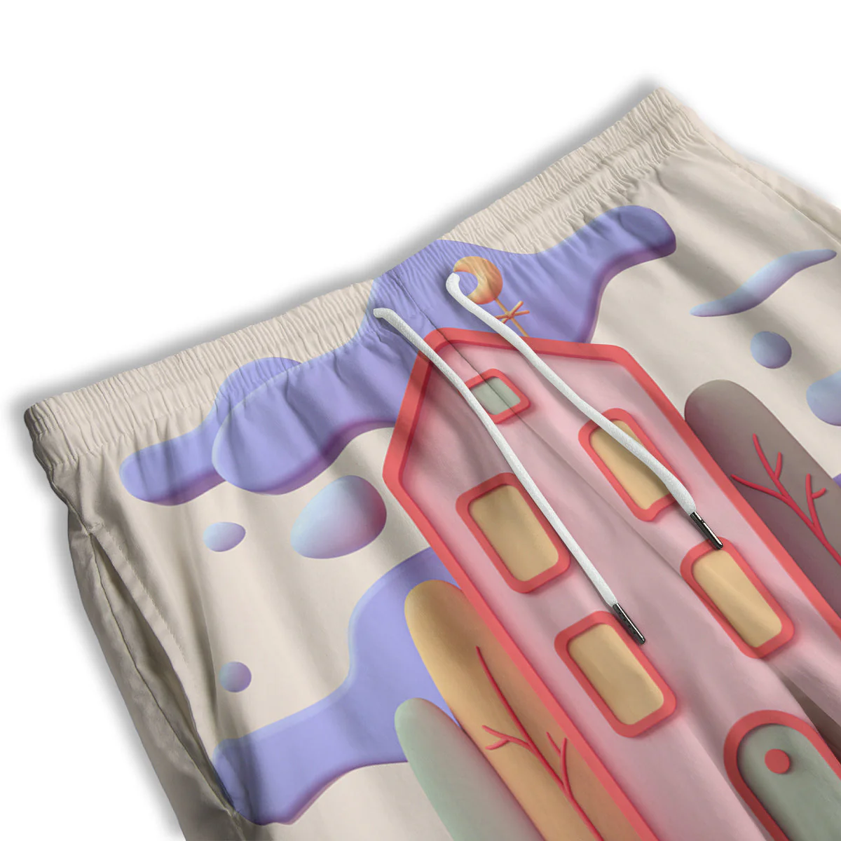 Pastel Modern House Print Men's Athletic Shorts - Image 3